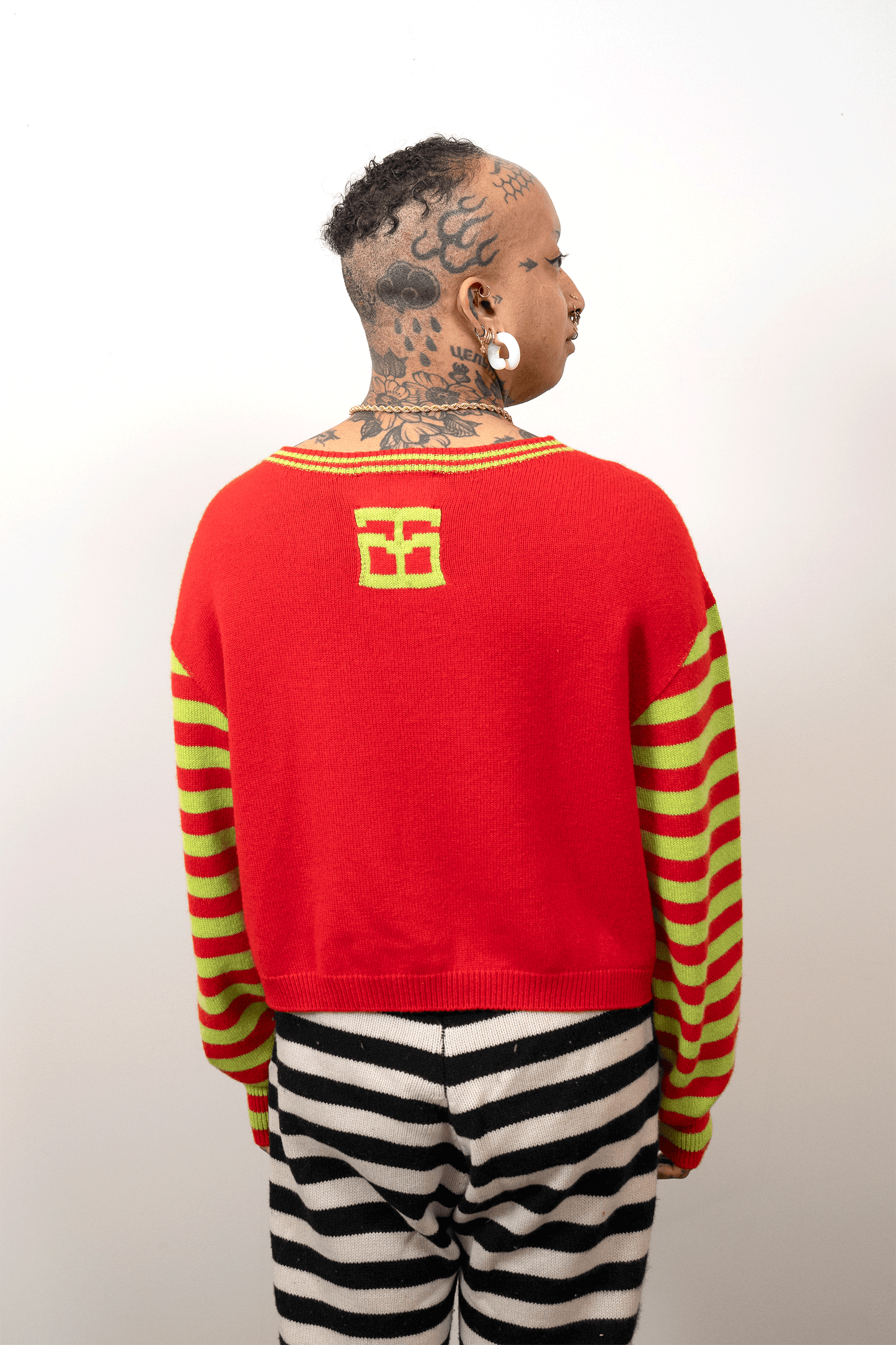 Tigerbob Cropped Sweater // Fire/Lime