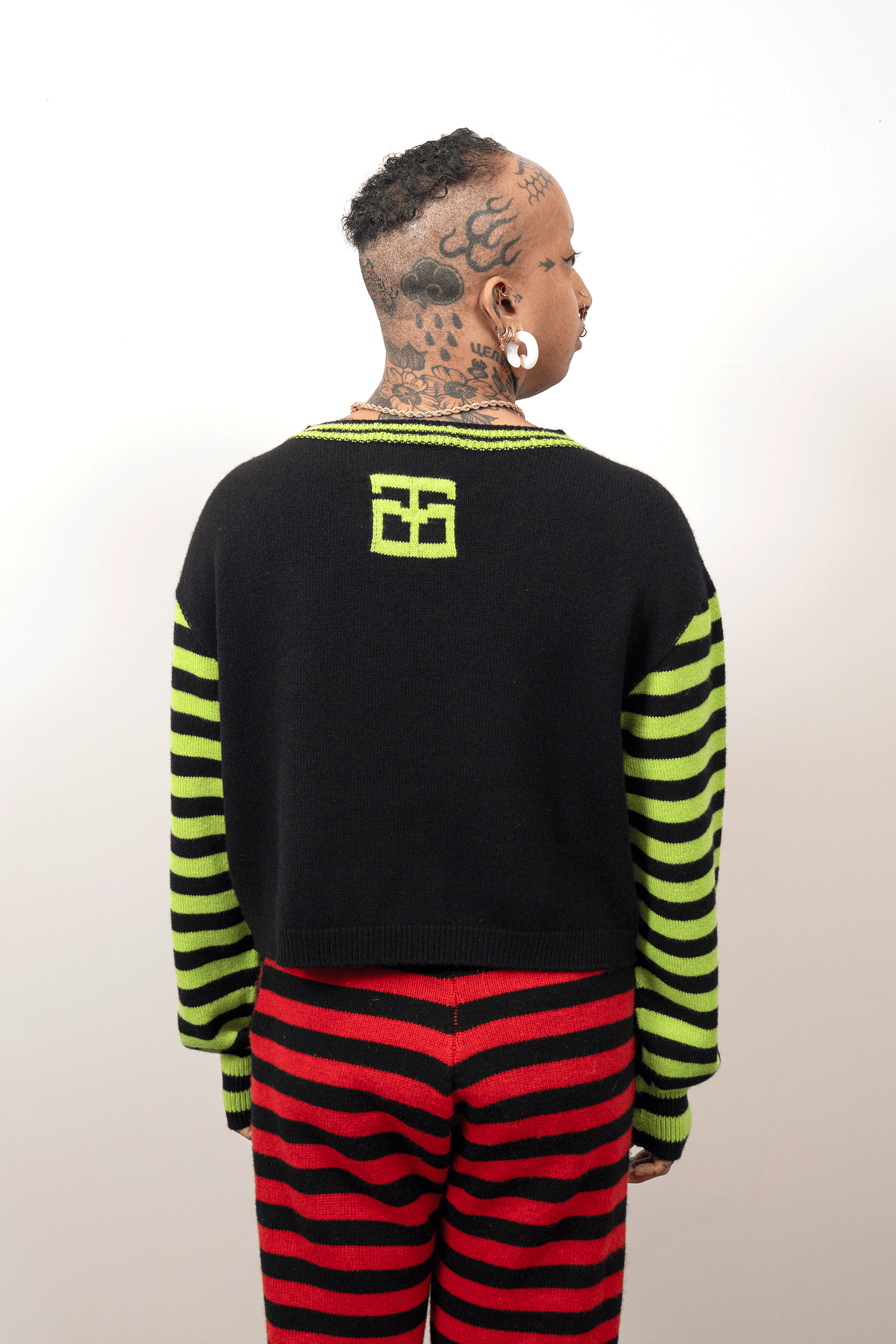Tigerbob Cropped Sweater // Ink/Lime