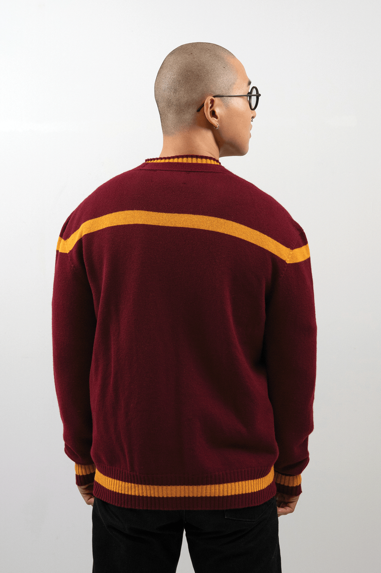 Jacquard Varsity Cardigan // Burgundy/Ochre