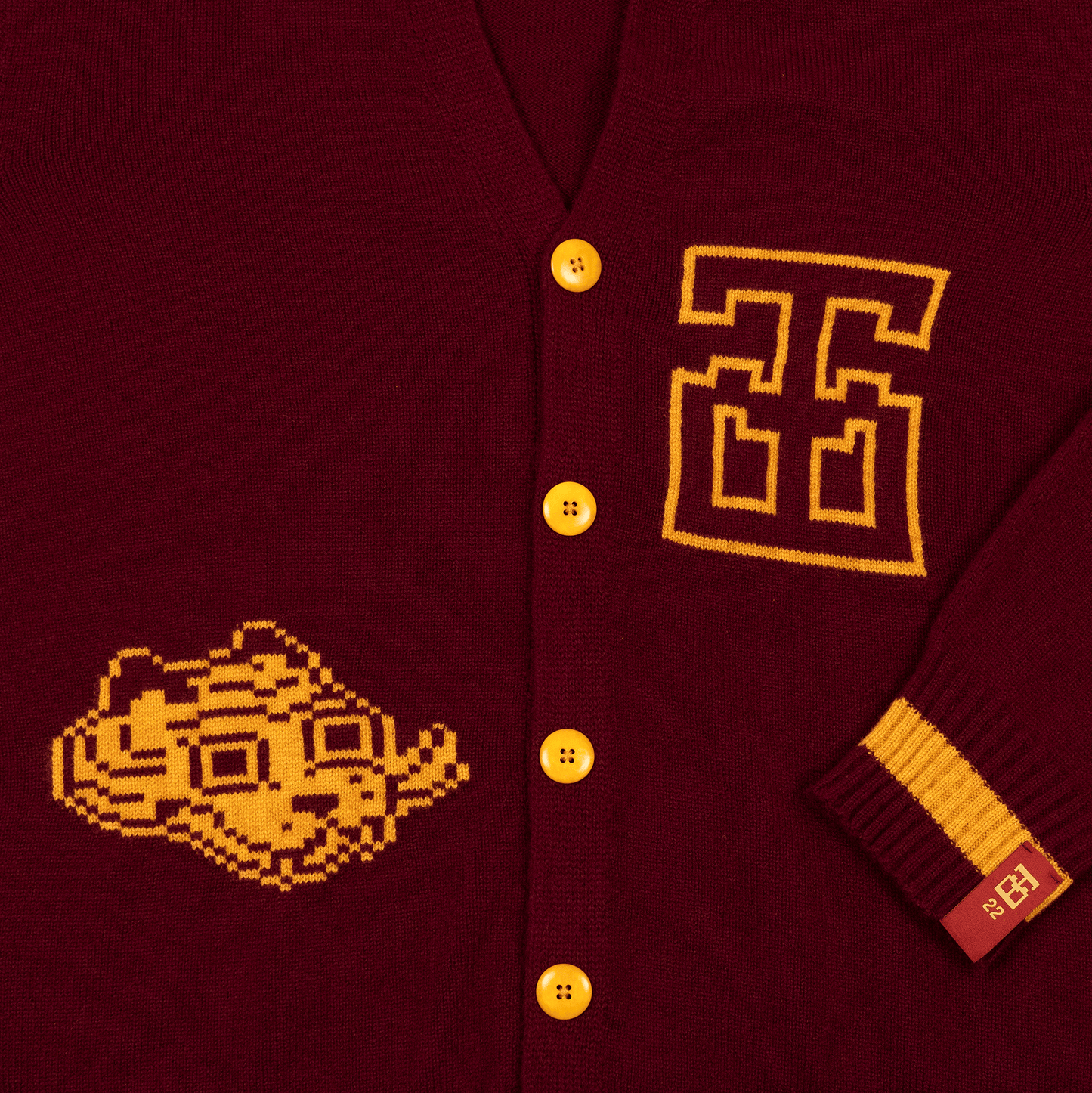 Jacquard Varsity Cardigan // Burgundy/Ochre