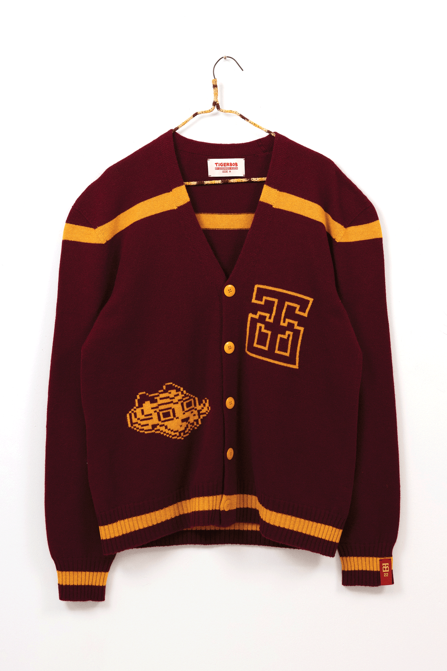 Jacquard Varsity Cardigan // Burgundy/Ochre