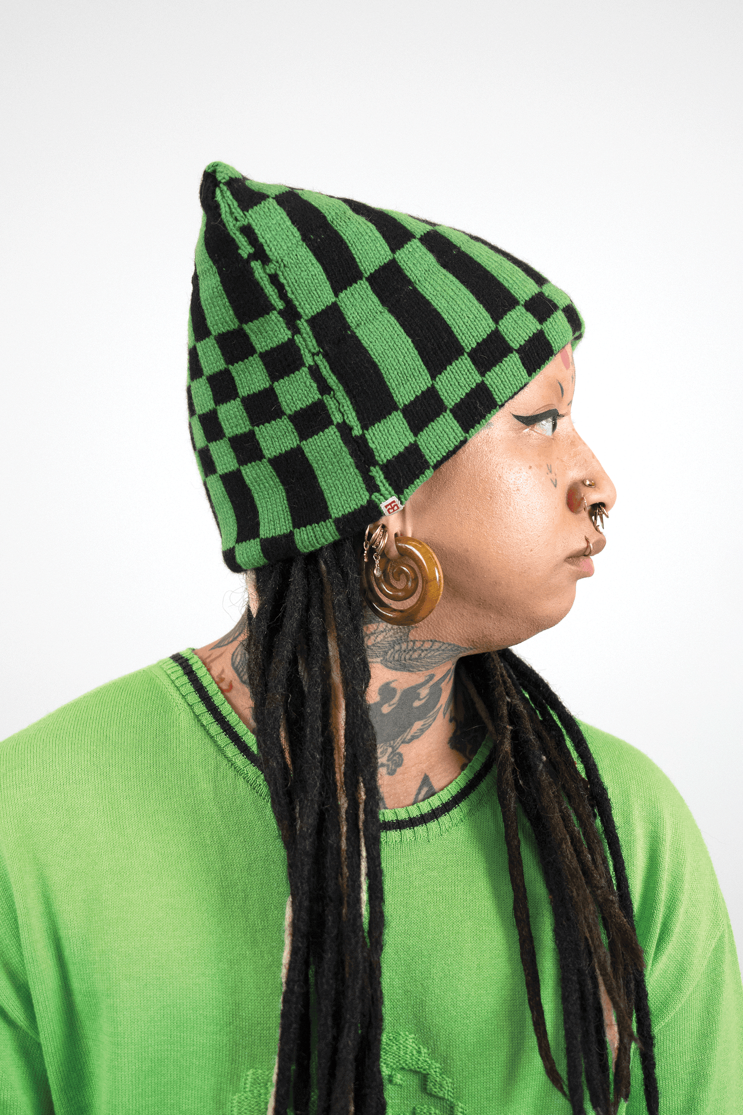 Green/Black Square Hat // OOAK