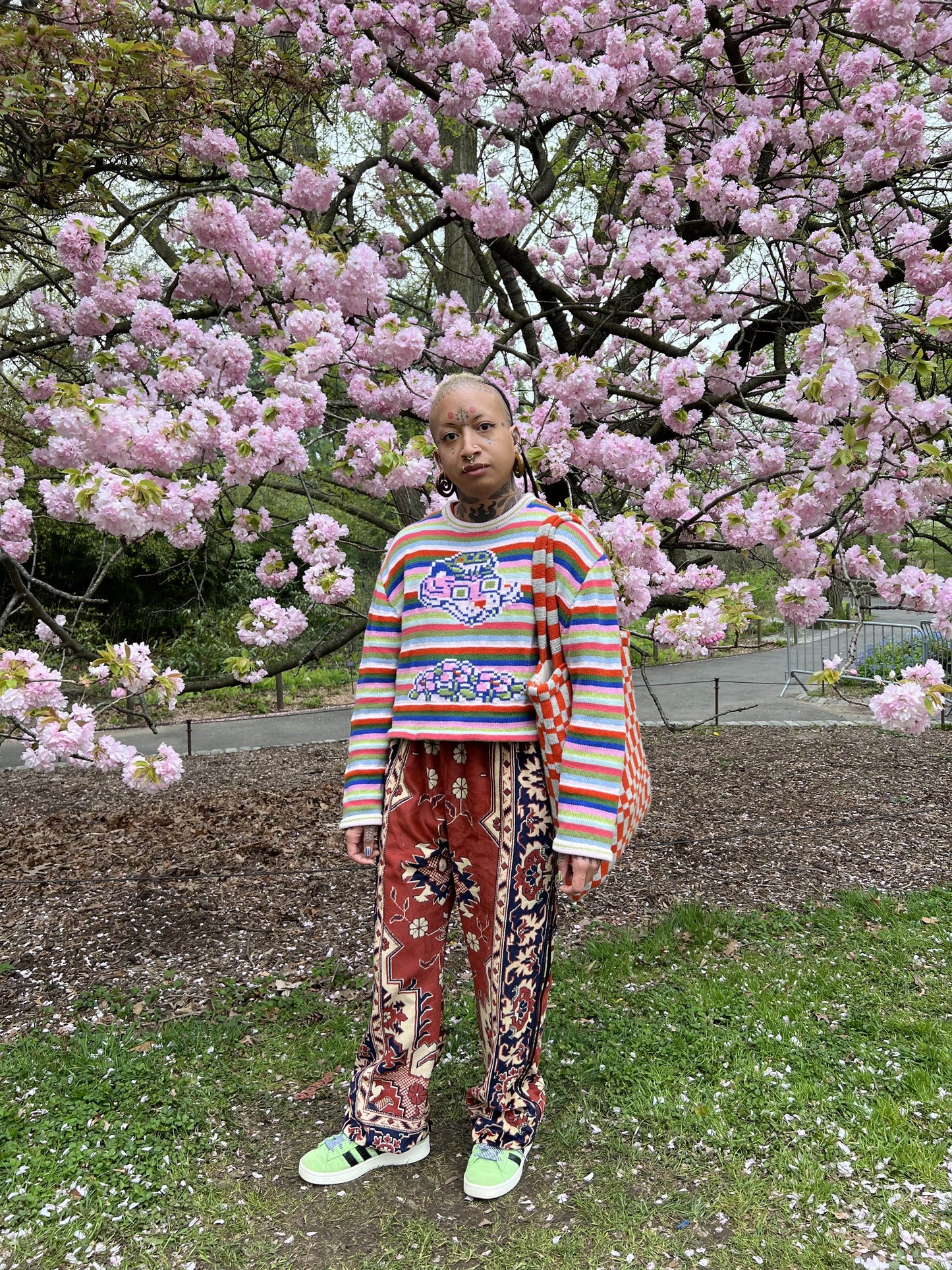 Rainbow Striped Tigerbob Crewneck // Handmade