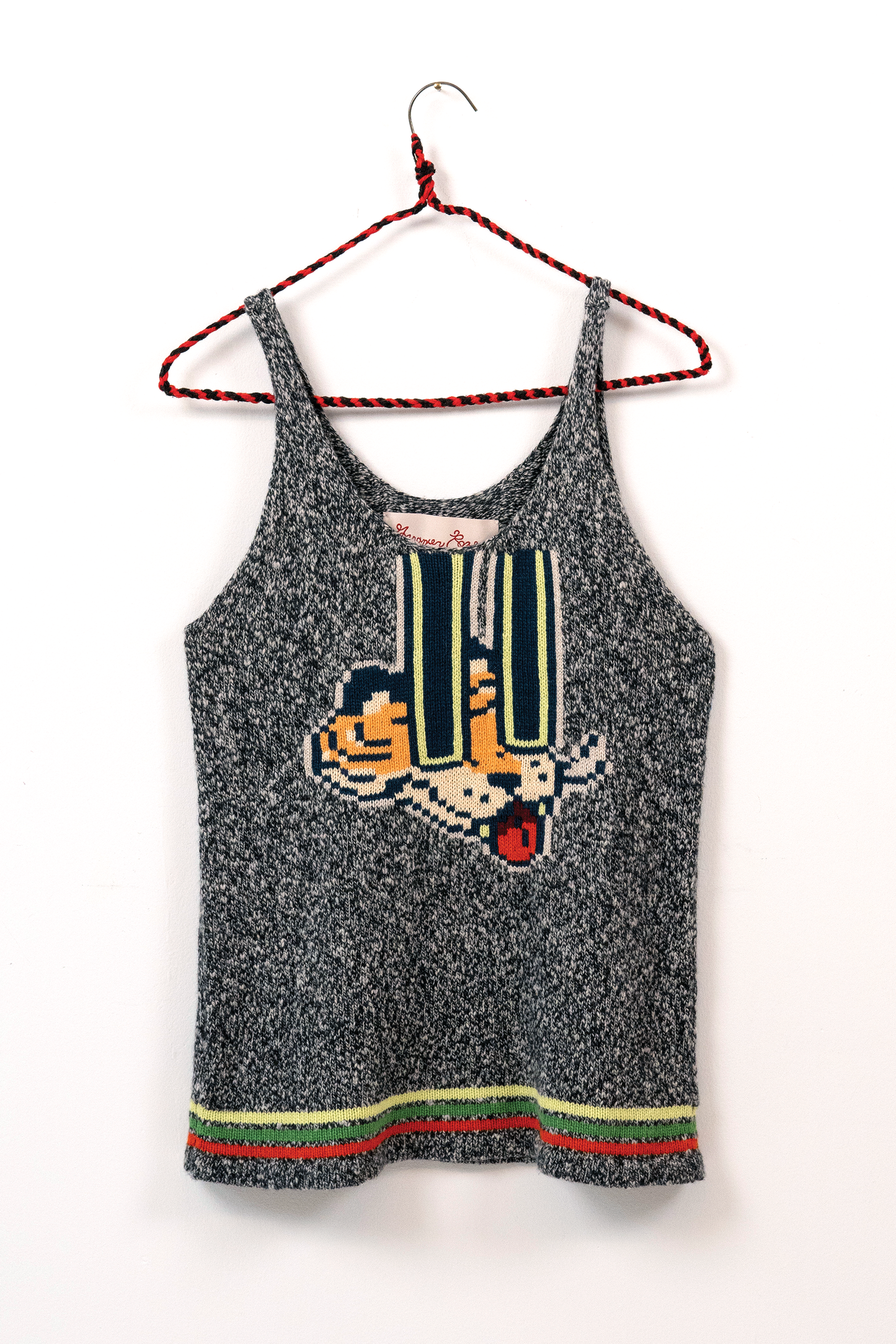 Black/White Marled Tigerbob Long Eyes Tank Top // OOAK