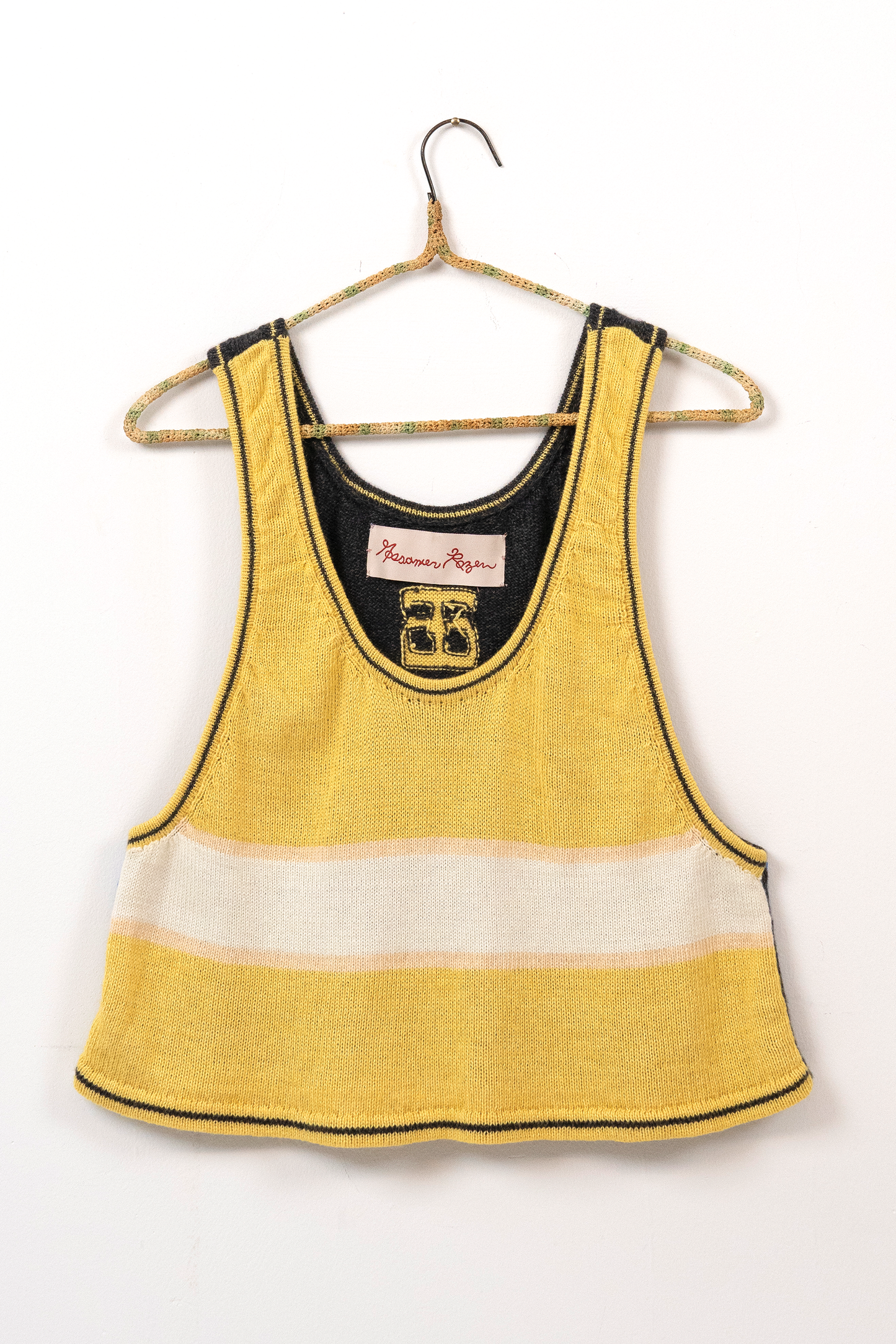 Two Tone Yellow/Navy Basketball Cropped Tank // OOAK