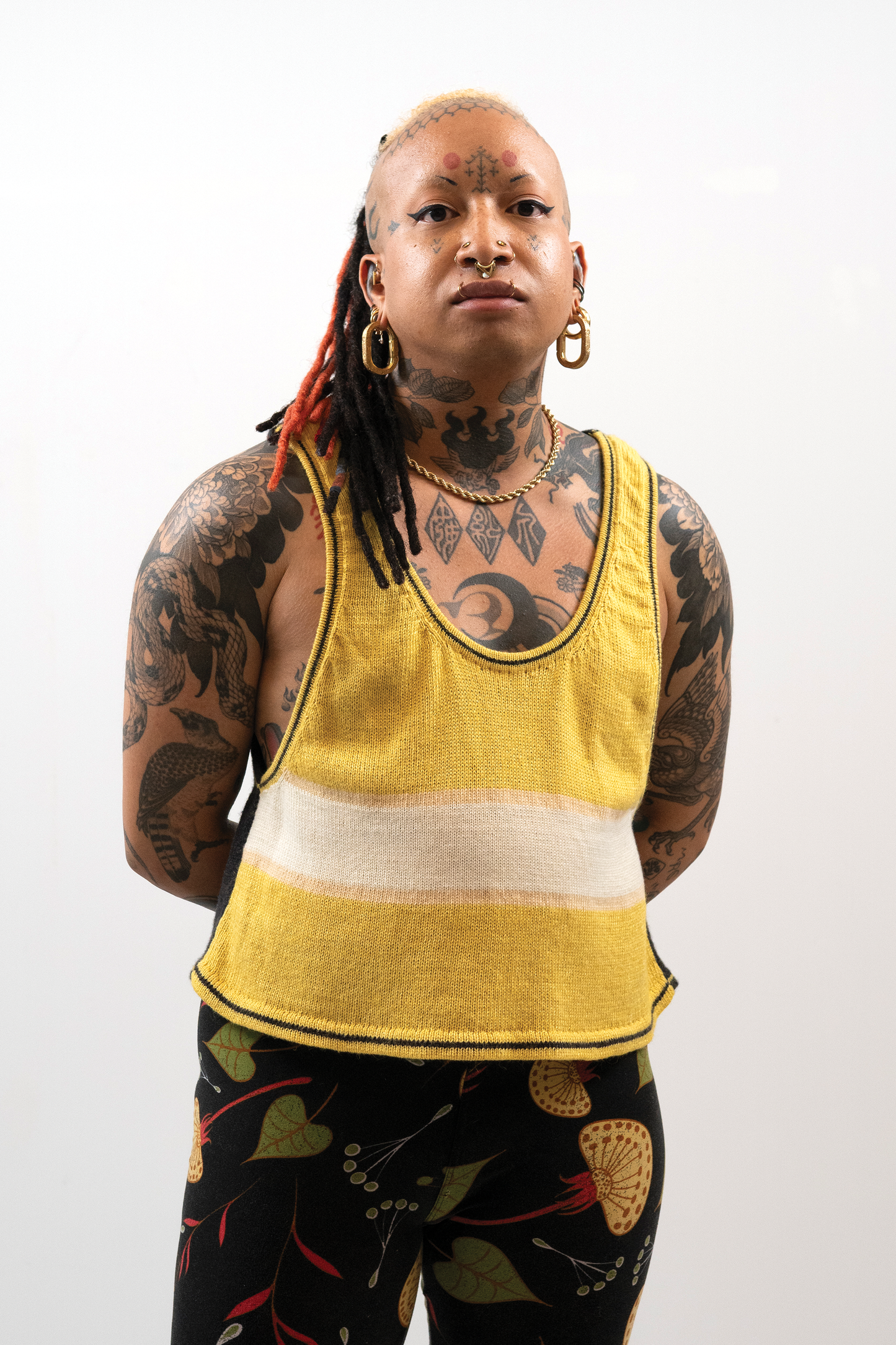 Two Tone Yellow/Navy Basketball Cropped Tank // OOAK