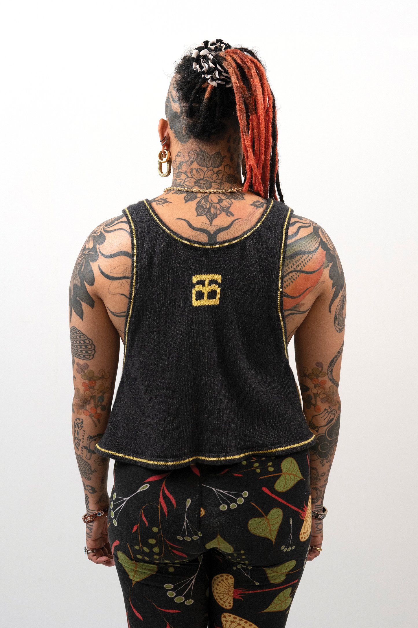 Two Tone Yellow/Navy Basketball Cropped Tank // OOAK