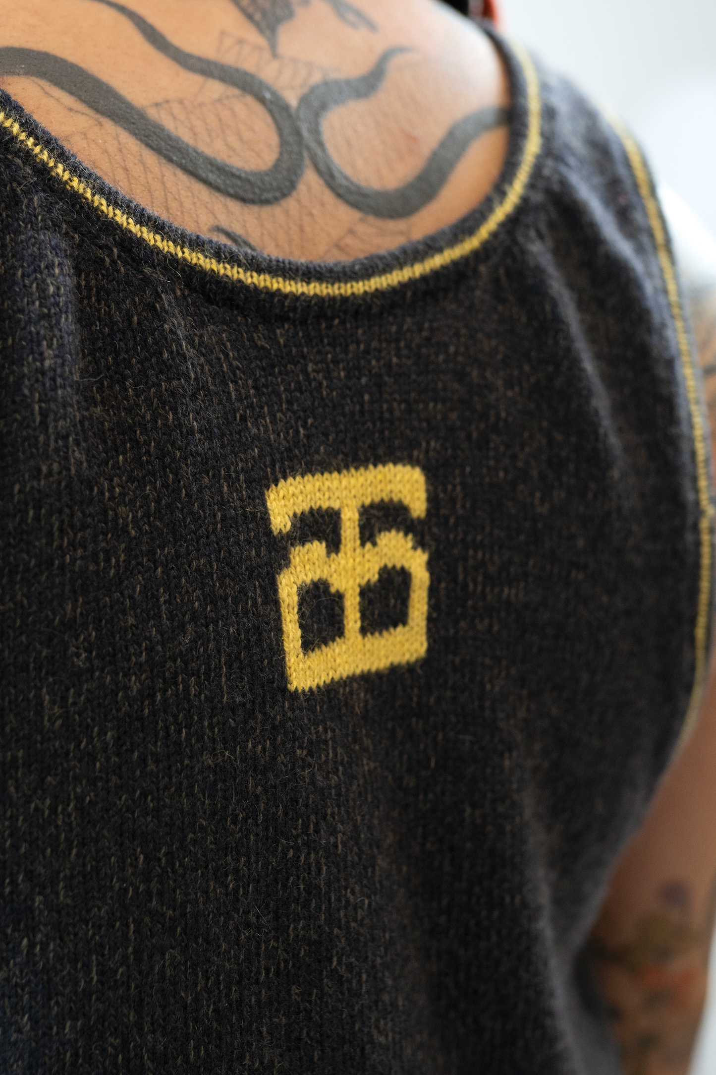 Two Tone Yellow/Navy Basketball Cropped Tank // OOAK