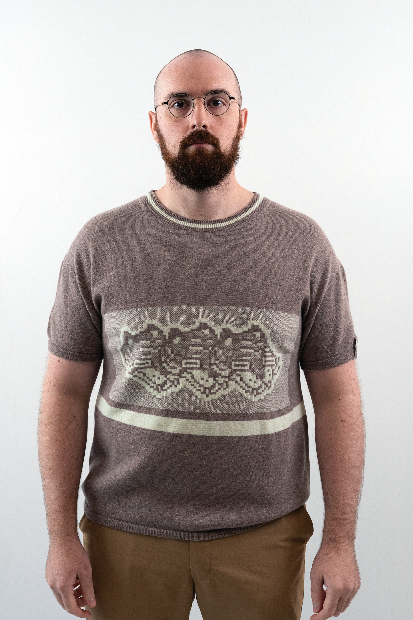 Intarsia Knit Boxy Tshirt // Pigeon/Frost