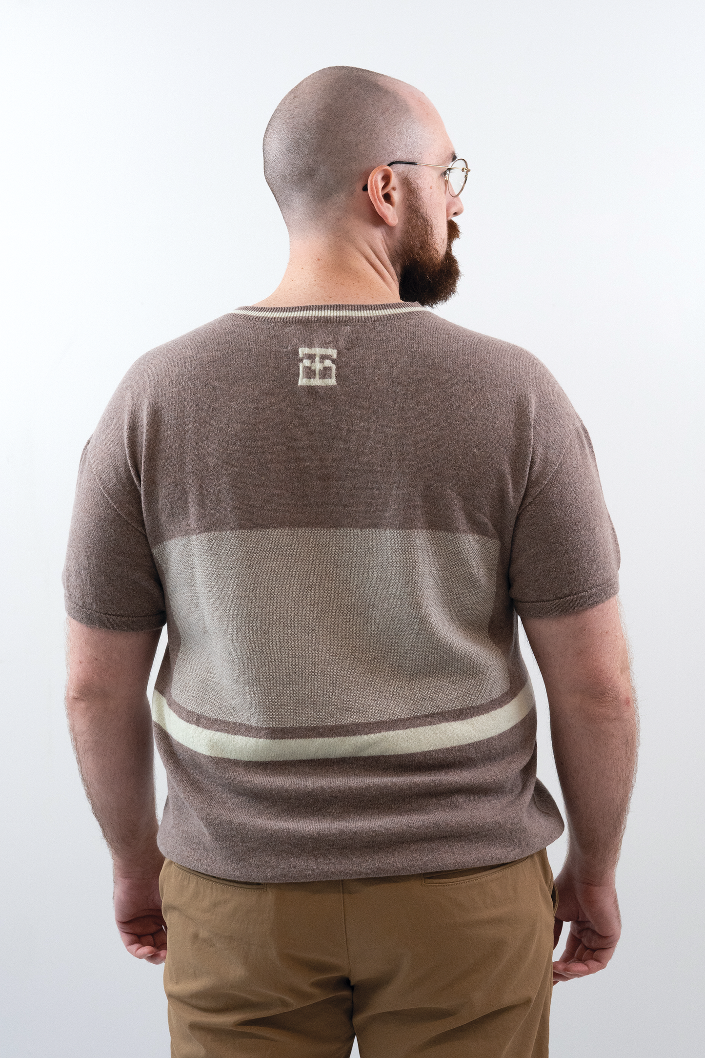 Intarsia Knit Boxy Tshirt // Pigeon/Frost