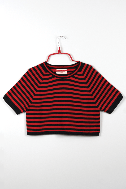 Quiet - Breezy Striped Cropped Tee // Soot/Magma