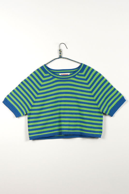 Quiet - Breezy Striped Cropped Tee // Twilight/Clover