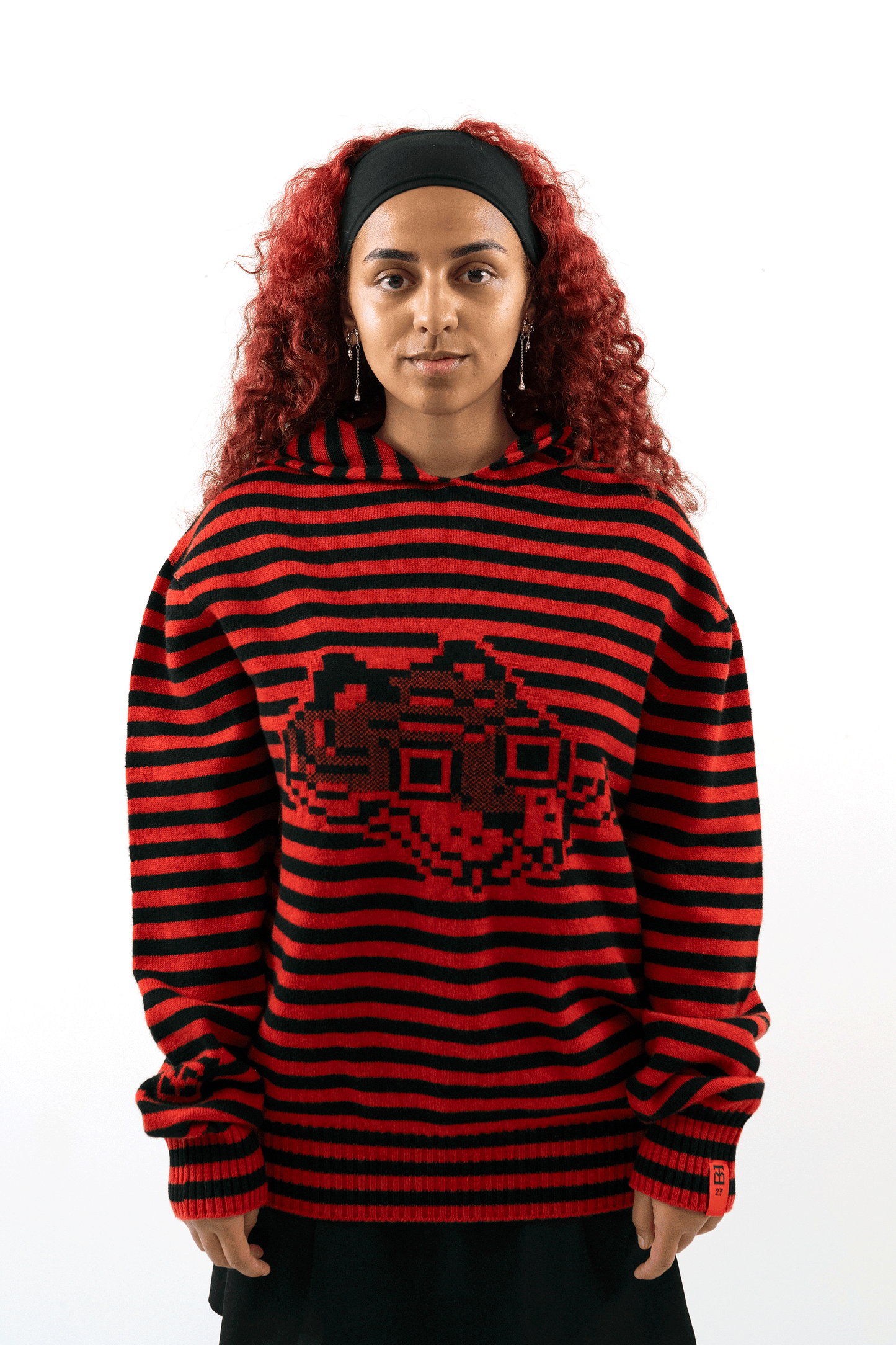 Super Striped - Jacquard Tigerbob Hoodie // Black/Scarlet