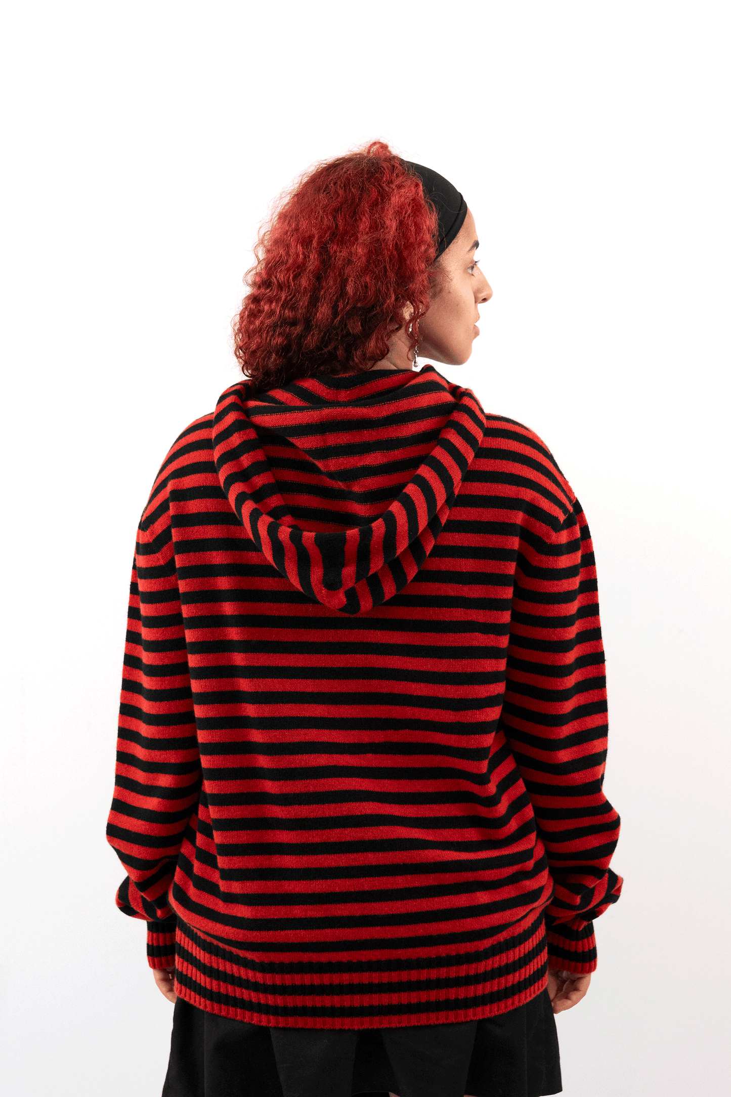 Super Striped - Jacquard Tigerbob Hoodie // Black/Scarlet