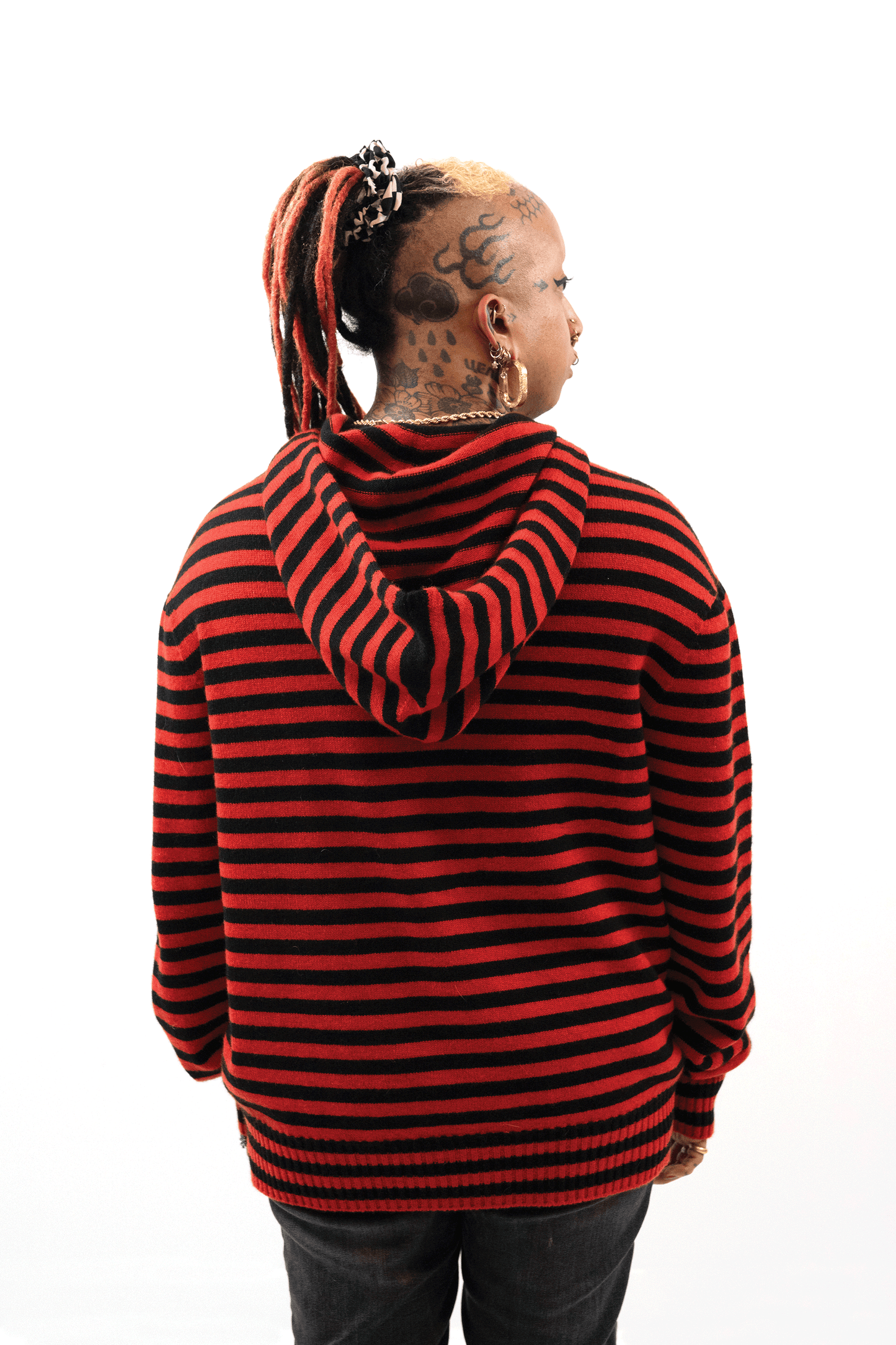 Super Striped - Jacquard Tigerbob Hoodie // Black/Scarlet