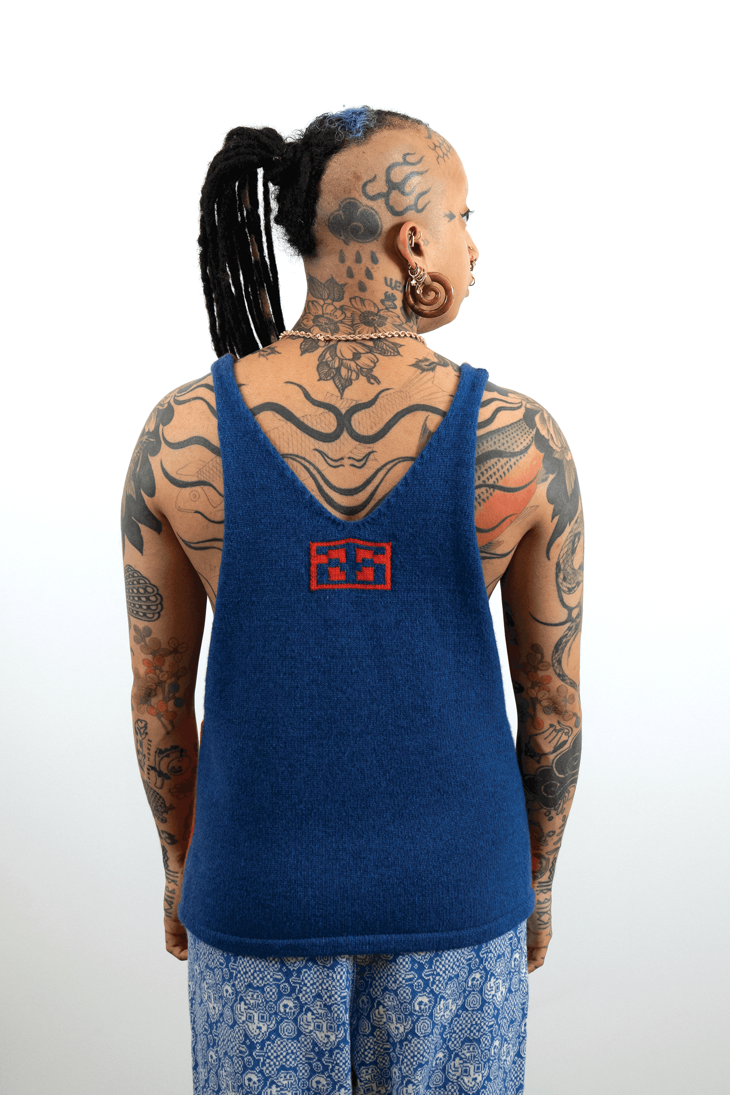 Two-Tone Orange/Blue Tigerbob Tank // Handmade