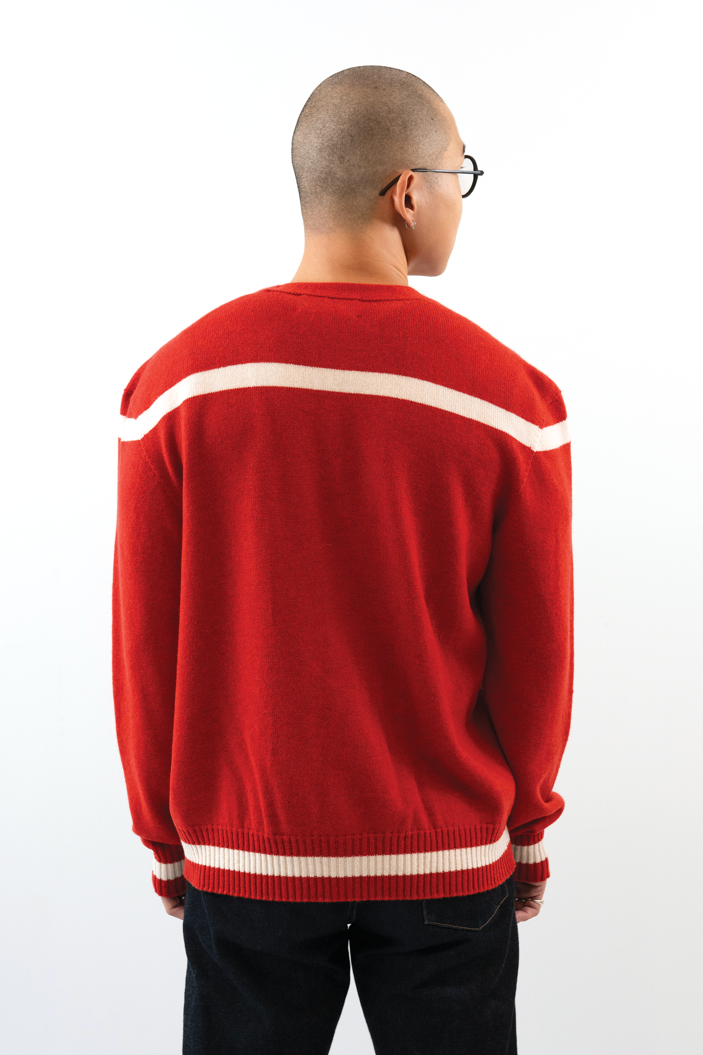 Jacquard Varsity Cardigan // Scarlet/White