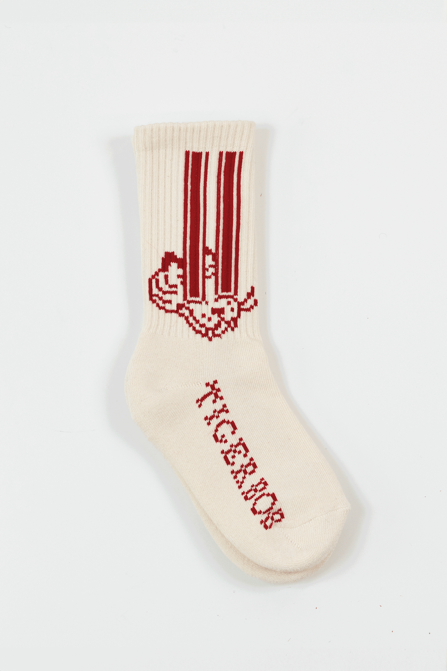 zzzPOS Tigerbob Long Eyes Athletic Socks // Cream/Scarlet