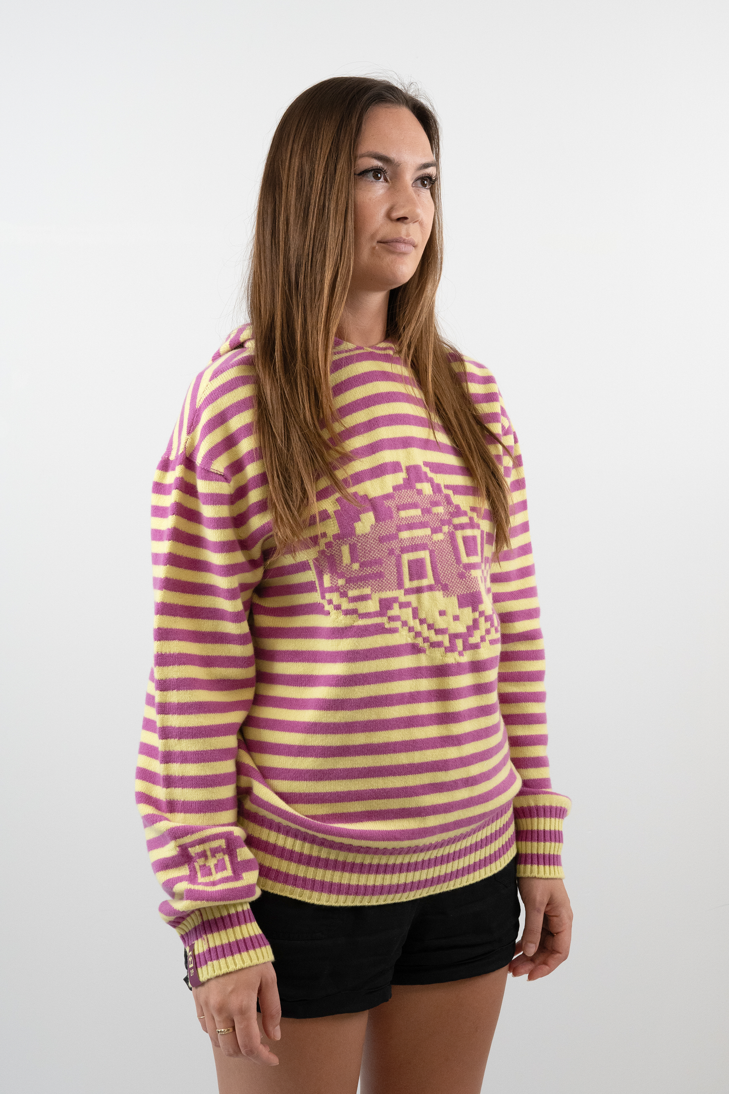 Super Striped - Jacquard Tigerbob Hoodie // Orchid/Pollen
