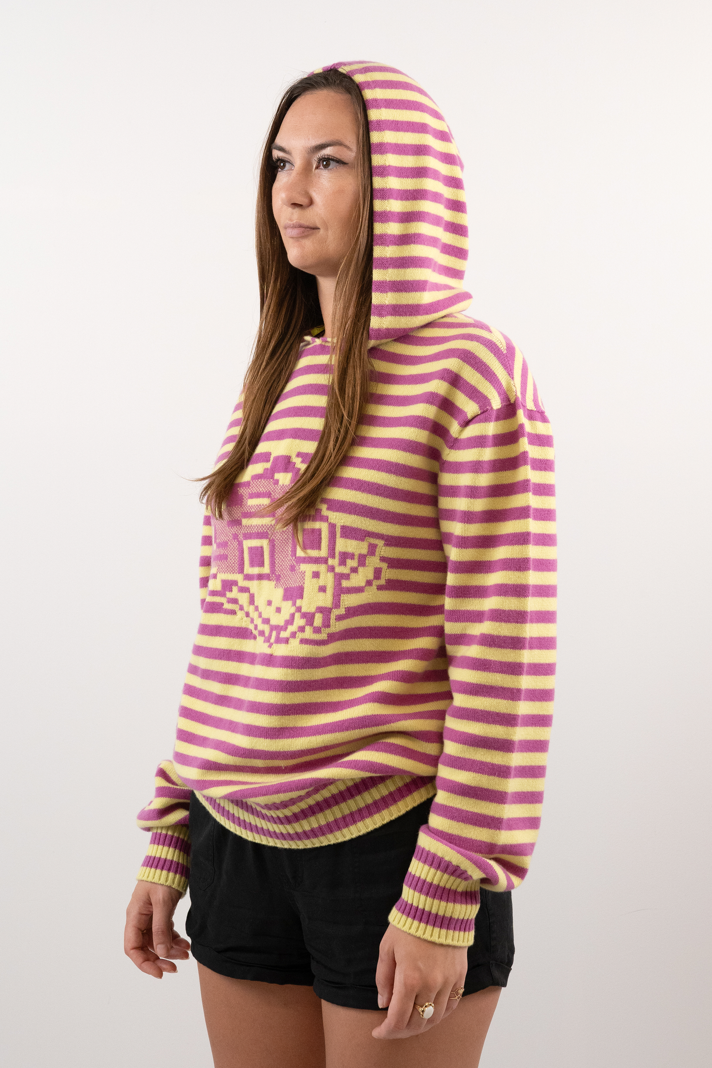 Super Striped - Jacquard Tigerbob Hoodie // Orchid/Pollen
