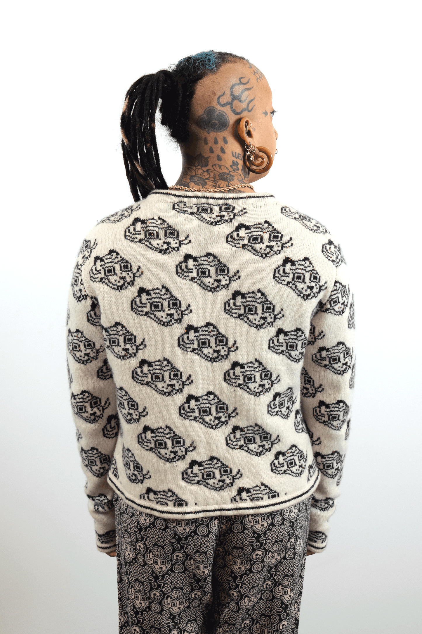Monochrome Tiled Tigerbob Crewneck // Handmade
