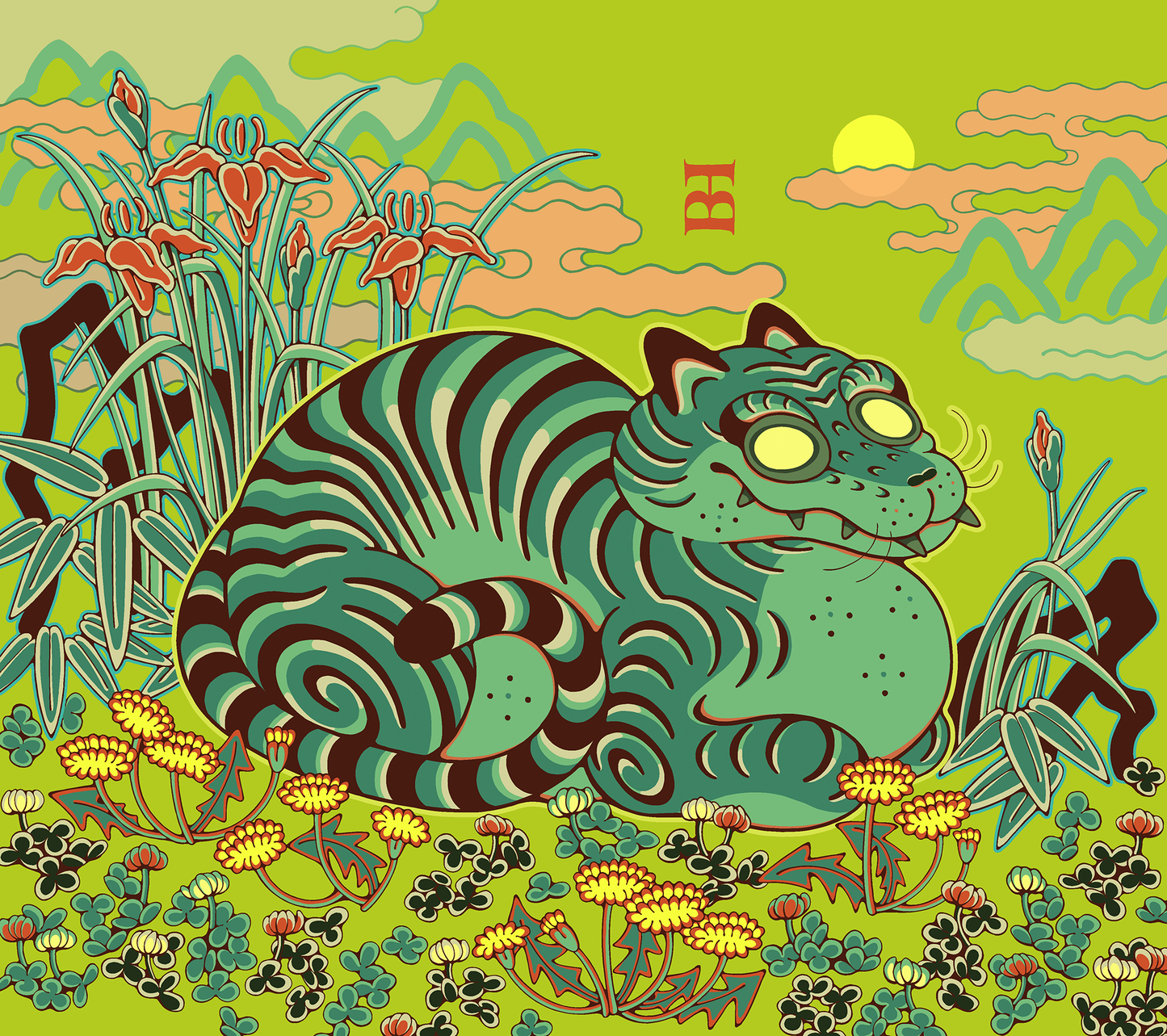 Tigerbob Art Print // Verdant Tiger