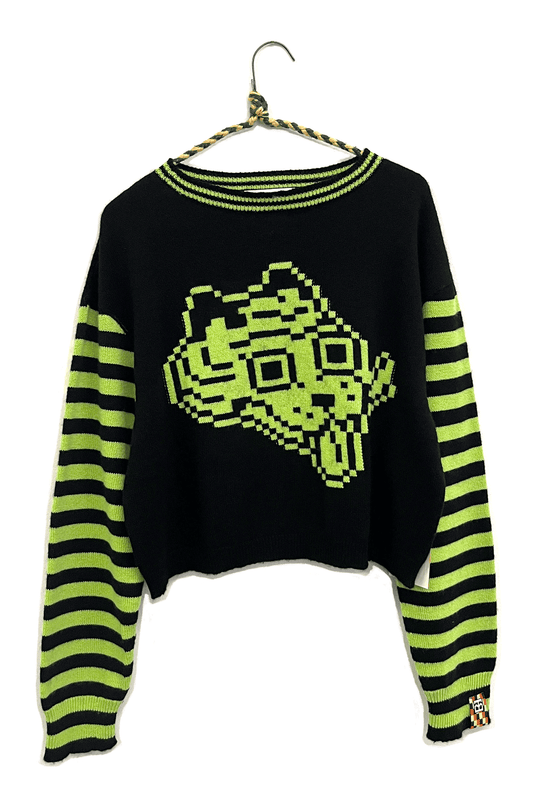 Tigerbob Cropped Sweater // Ink/Lime