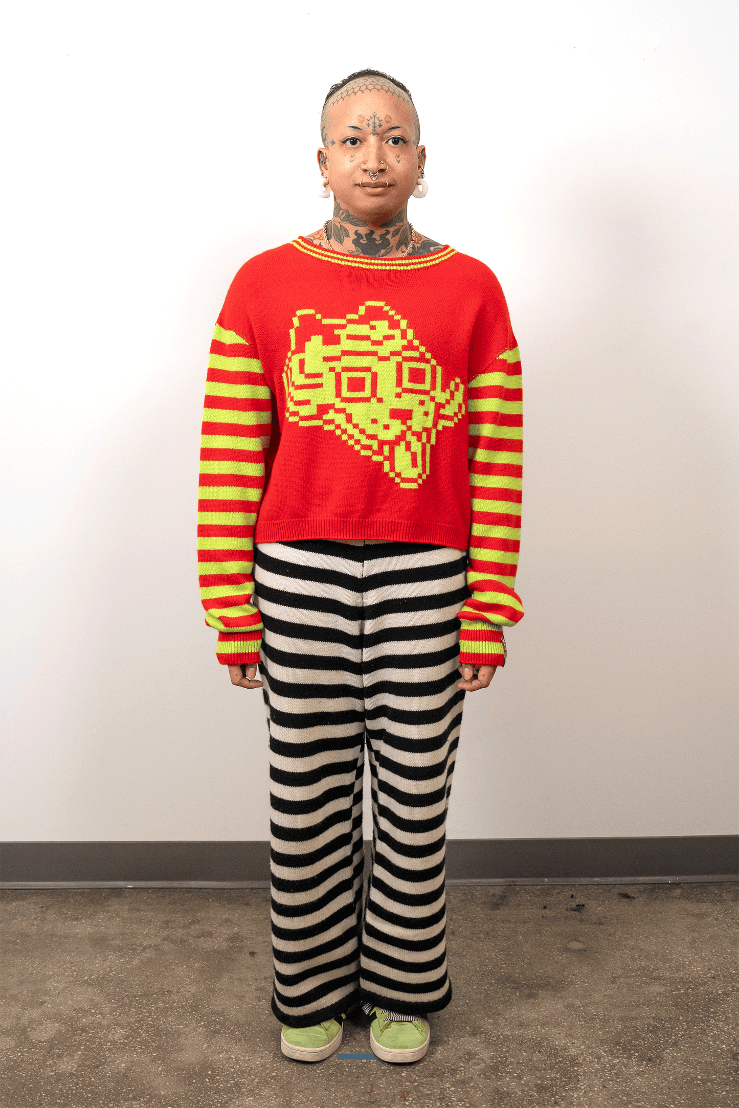 Tigerbob Cropped Sweater // Fire/Lime