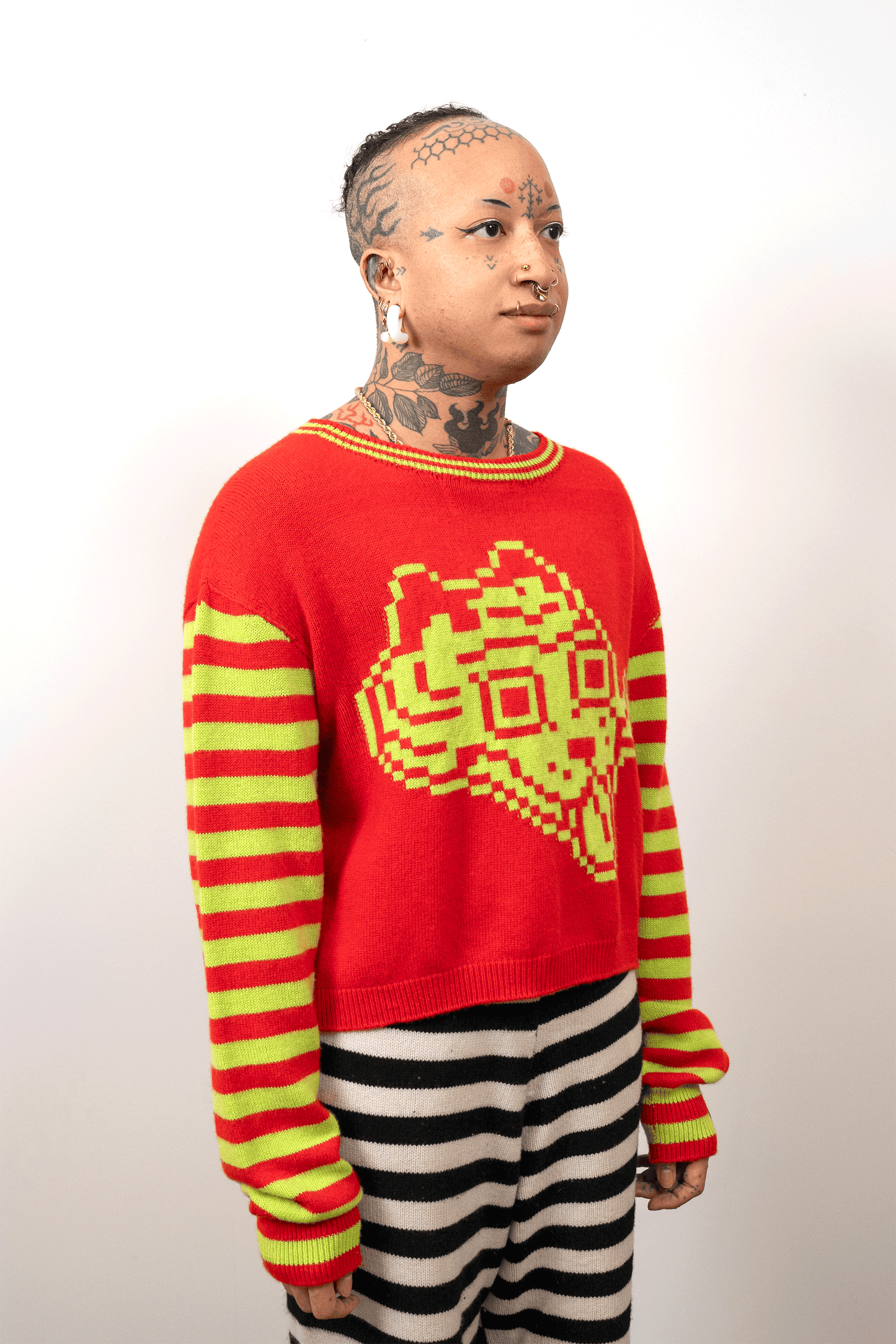 Tigerbob Cropped Sweater // Fire/Lime