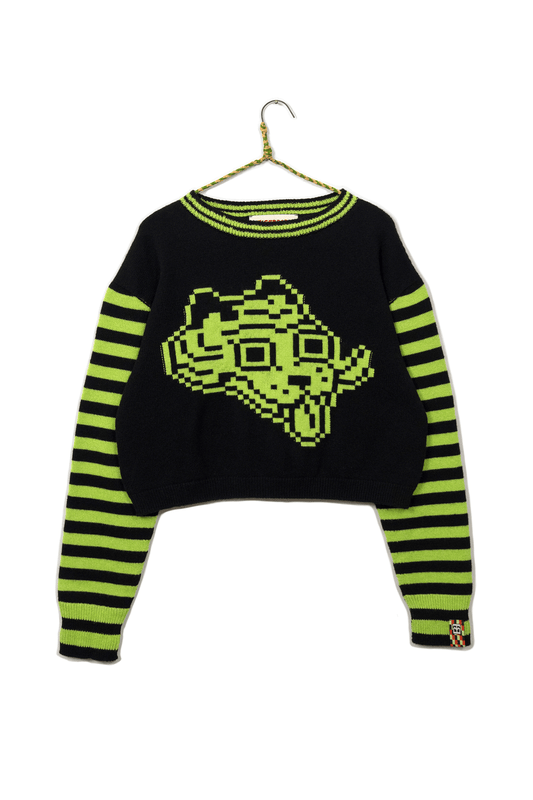 Tigerbob Cropped Sweater // Ink/Lime