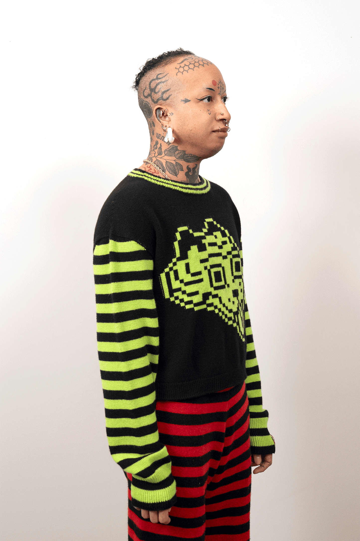Tigerbob Cropped Sweater // Ink/Lime