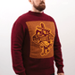 Jacquard Tigerbob Sword Sweater // Burgundy/Ochre