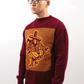 Jacquard Tigerbob Sword Sweater // Burgundy/Ochre
