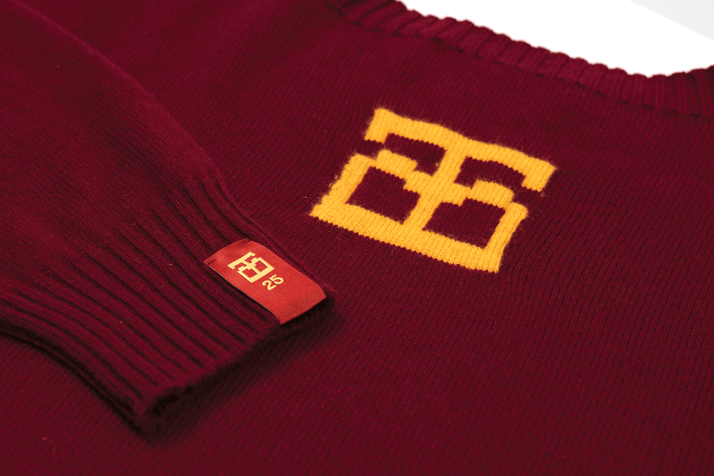 Jacquard Tigerbob Sword Sweater // Burgundy/Ochre