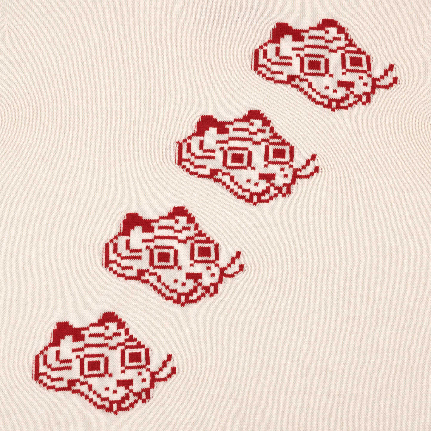 Intarsia Knit Tigerbob Crewneck // Cream/Scarlet