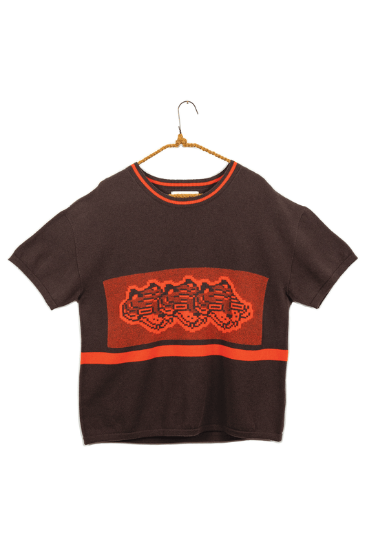 Intarsia Knit Boxy Tshirt // Dormant/Gourd