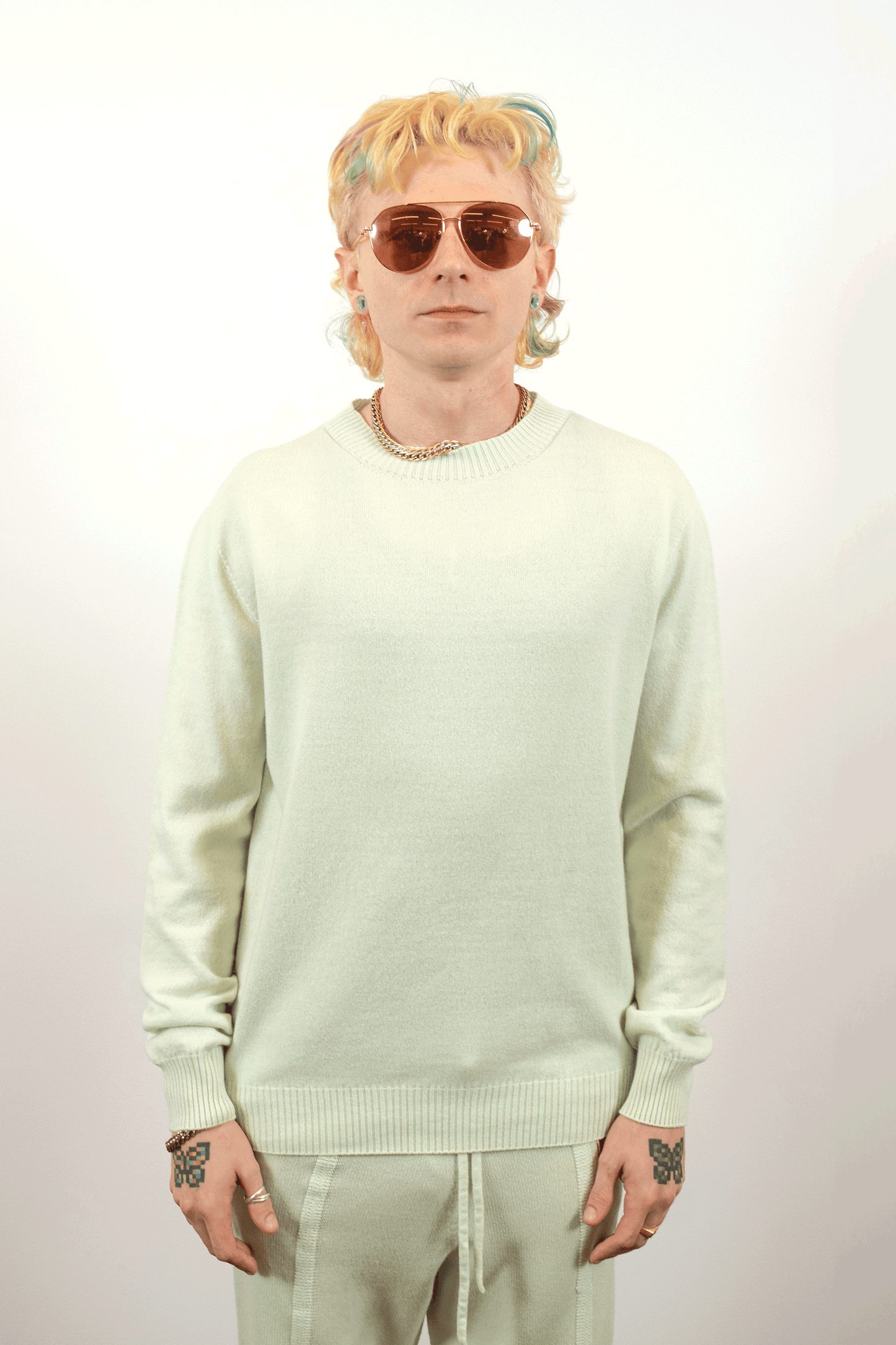 Monogram Crewneck // Frost/Bean