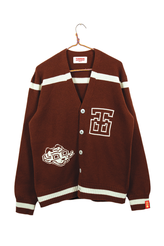 Jacquard Varsity Cardigan // Mahogany/Frost