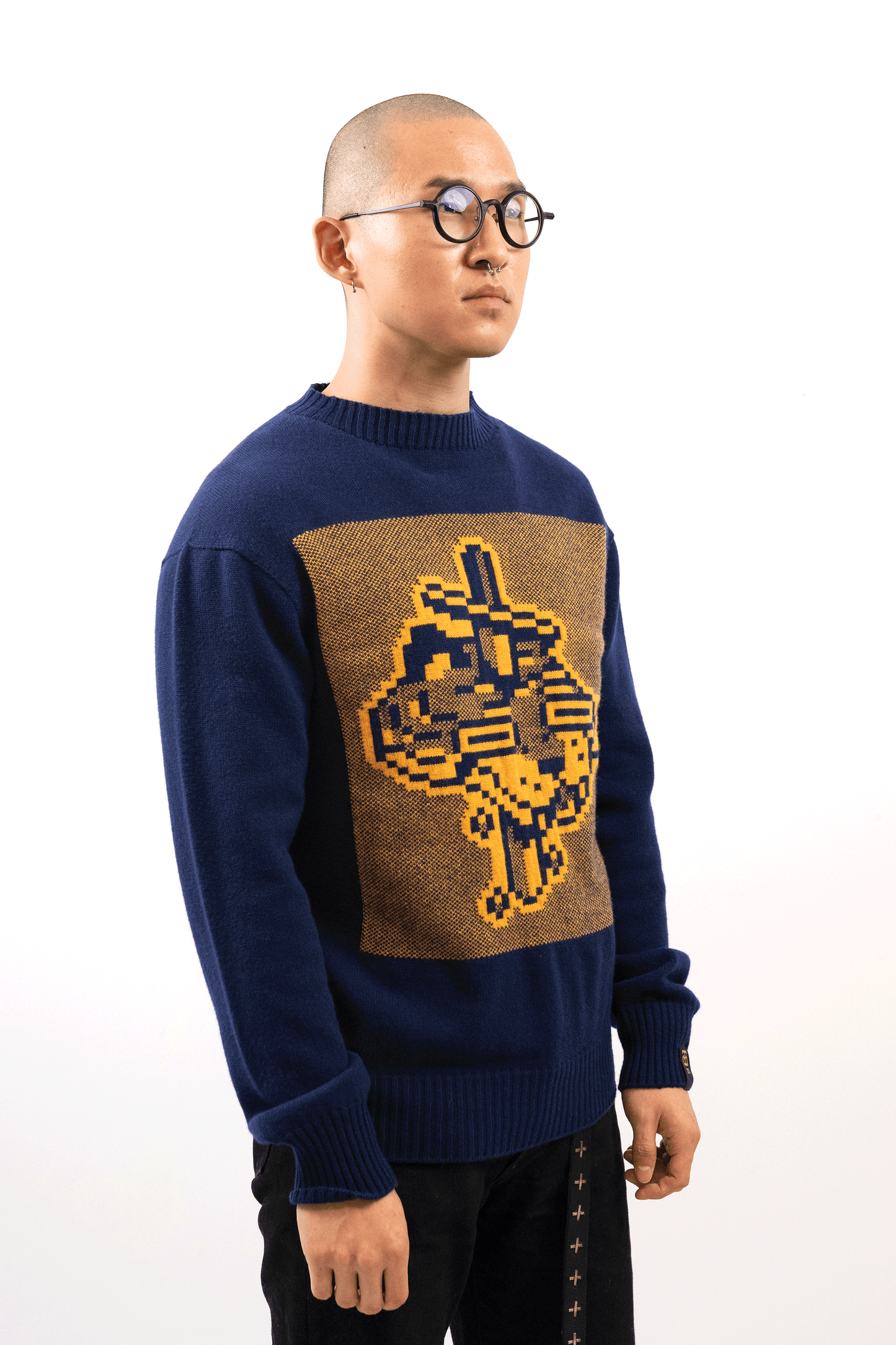 Jacquard Tigerbob Sword Sweater // Midnight/Ochre