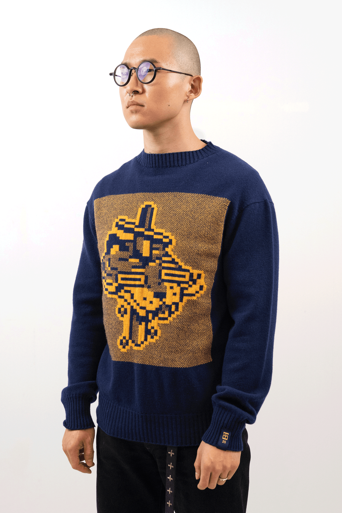 Jacquard Tigerbob Sword Sweater // Midnight/Ochre