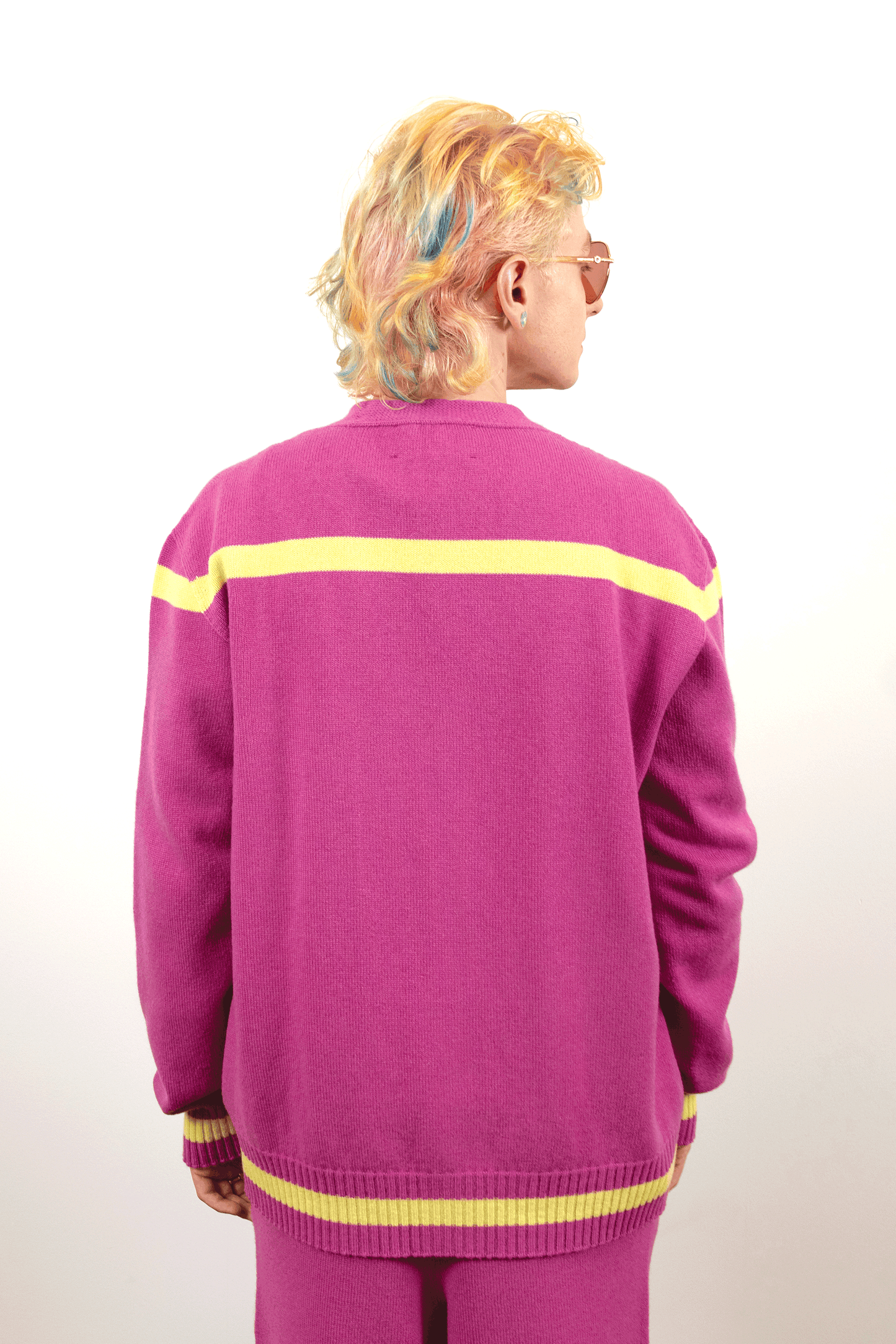 Jacquard Varsity Cardigan // Orchid/Pollen