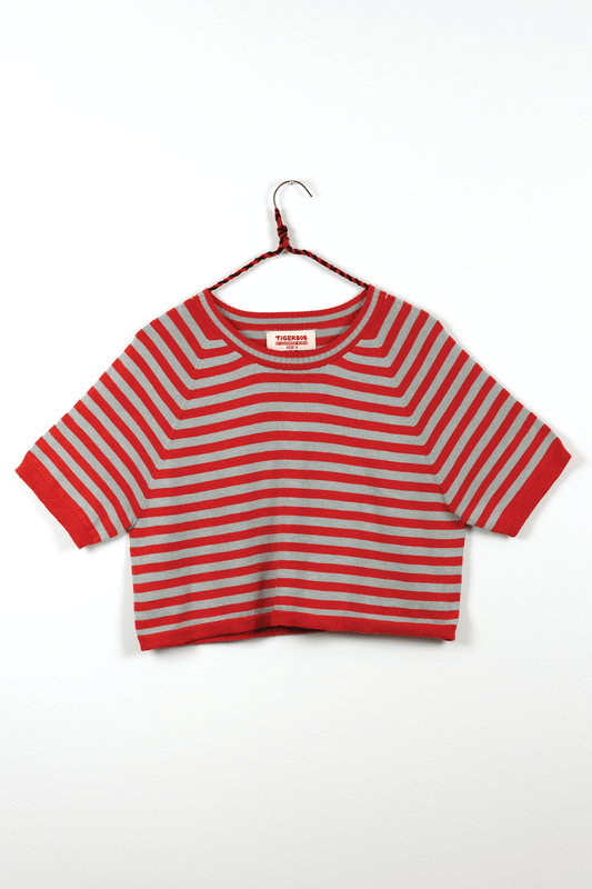 Breezy Striped Cropped Tee // Magma/Stone