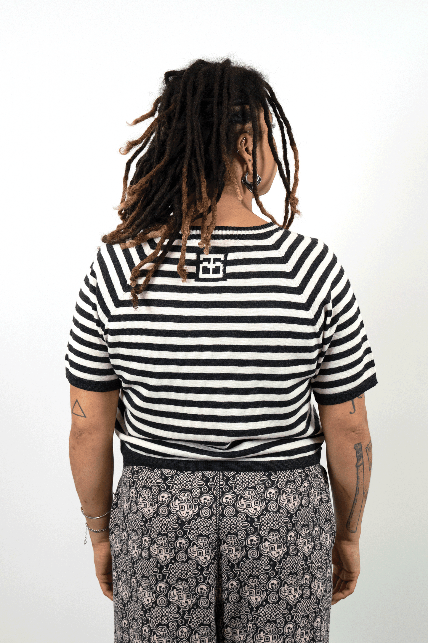 Breezy Striped Cropped Tee // Soot/Eggshell