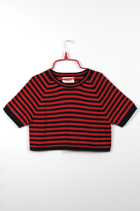 Breezy Striped Cropped Tee // Soot/Magma