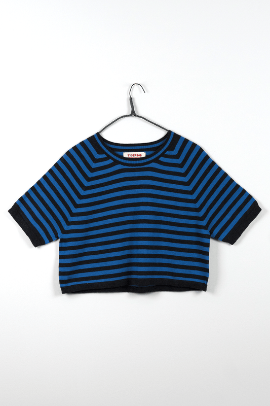 Quiet - Breezy Striped Cropped Tee // Soot/Twilight