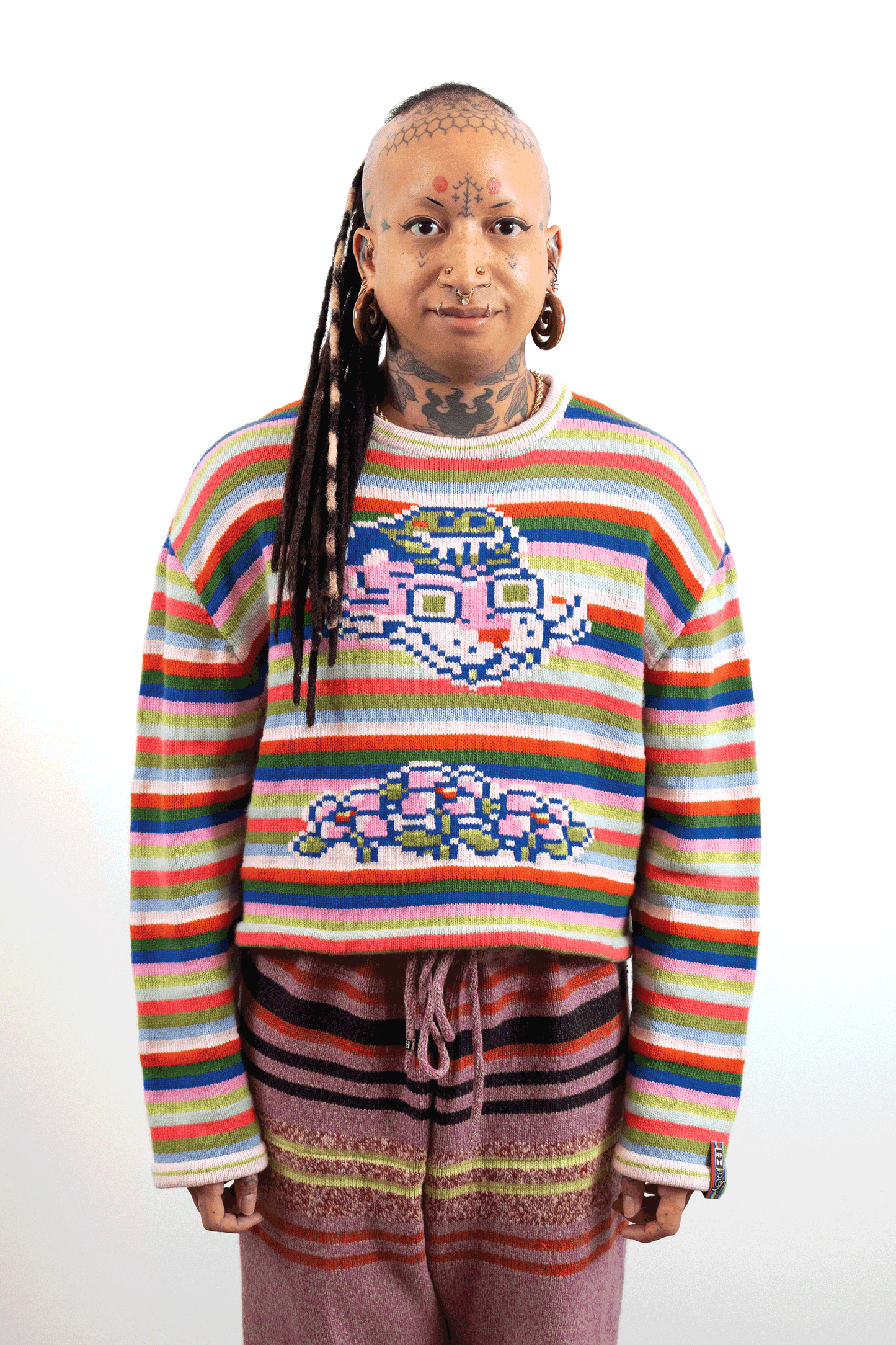 Rainbow Striped Tigerbob Crewneck // OOAK