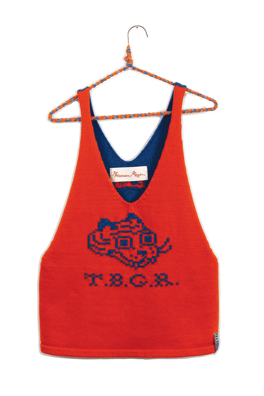 Two Tone Orange/Blue Tigerbob Tank // OOAK