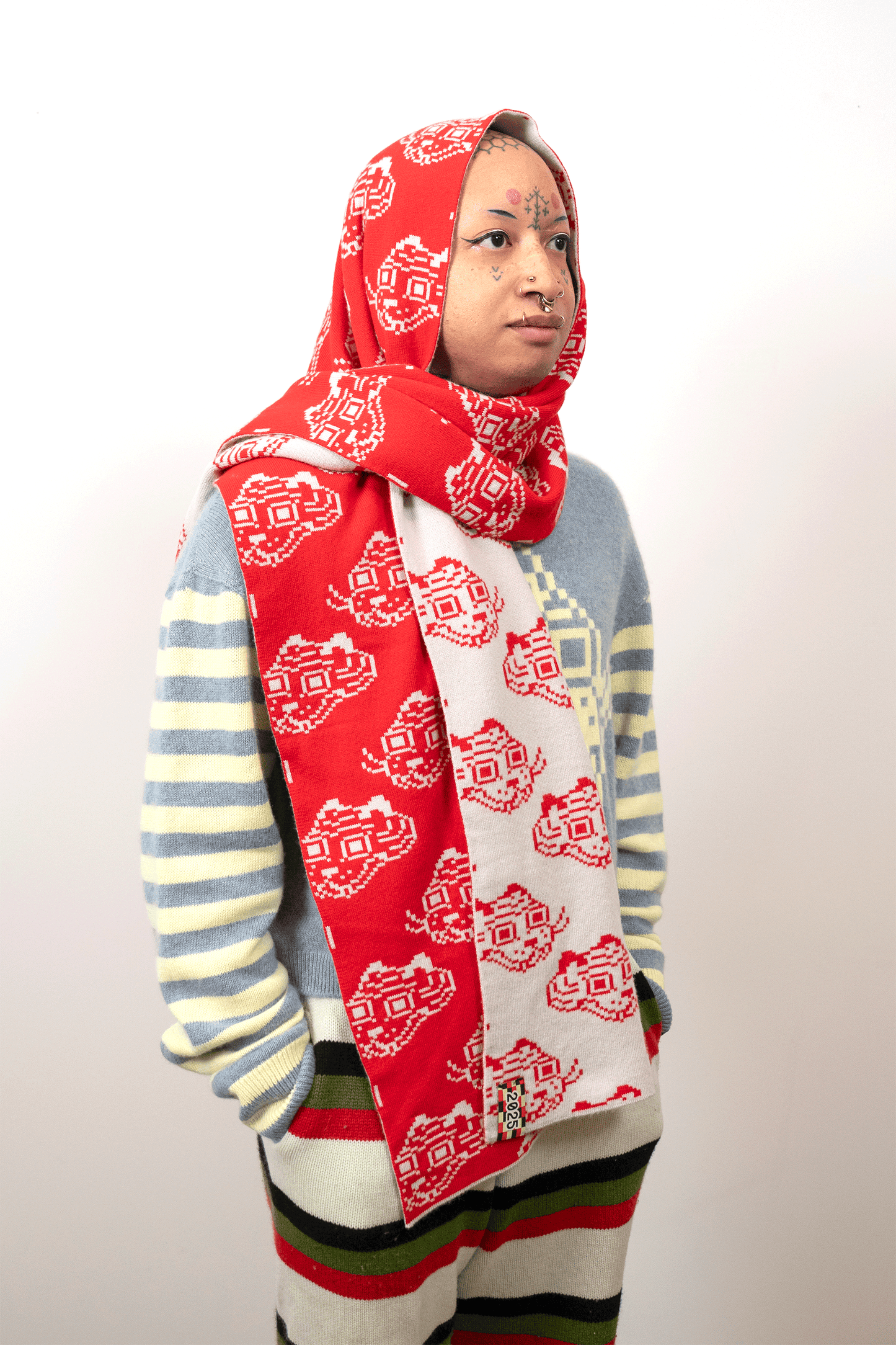 Tigerbob Reversible Scarf // Fire/Silver