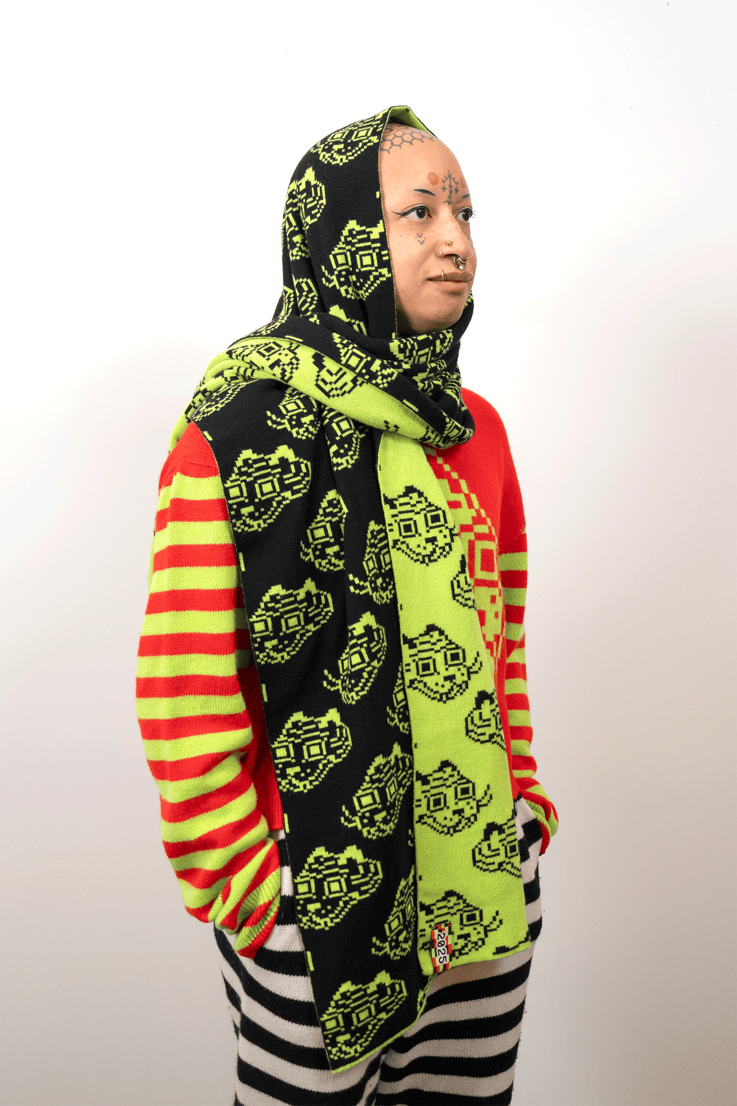 Tigerbob Reversible Scarf // Ink/Lime