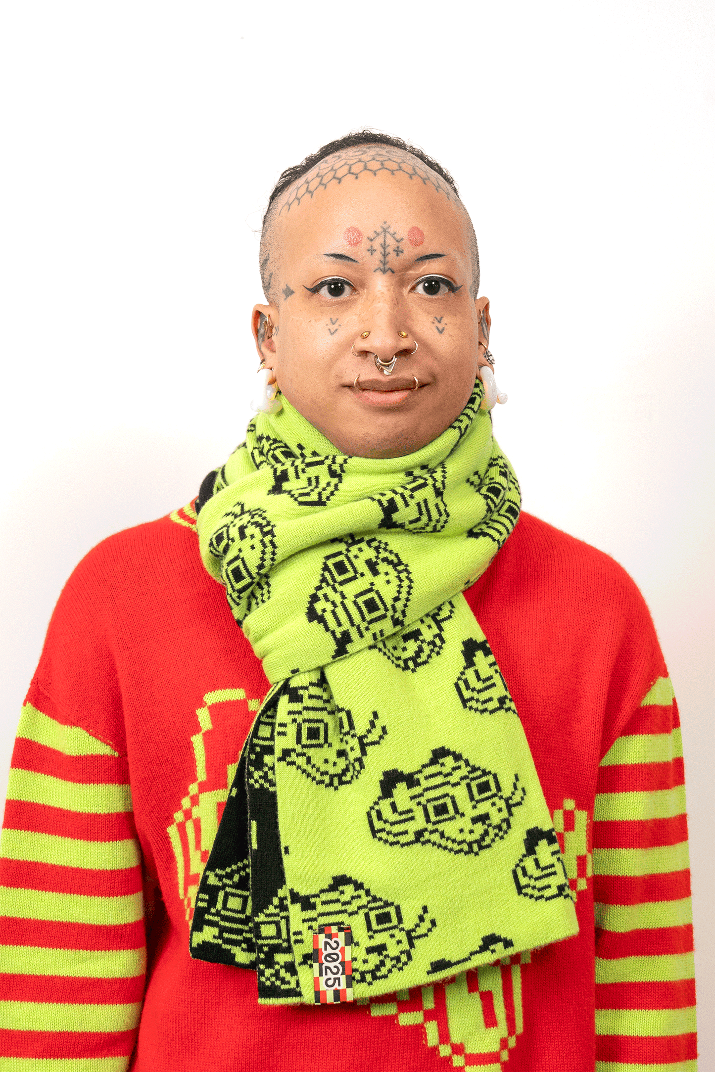 Tigerbob Reversible Scarf // Ink/Lime